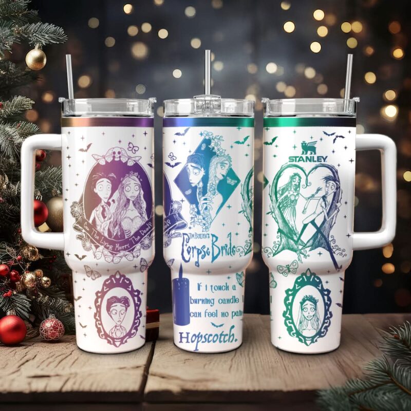 Corpse Bride Movies Custom Stanley Quencher 40oz Stainless Steel Tumbler With Handle - Threewoofs