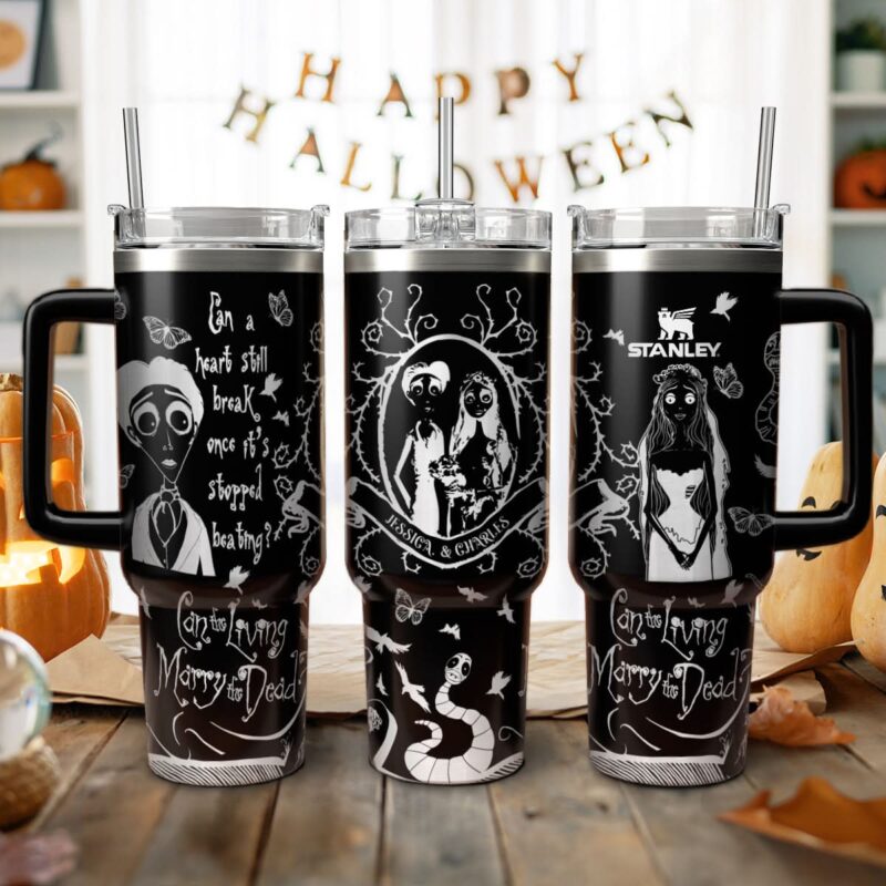 Corpse Bride Movies Custom Stanley Quencher 40oz Stainless Steel Tumbler With Handle - Threewoofs