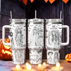 Corpse Bride Movies Custom Stanley Quencher 40oz Stainless Steel Tumbler With Handle - Threewoofs