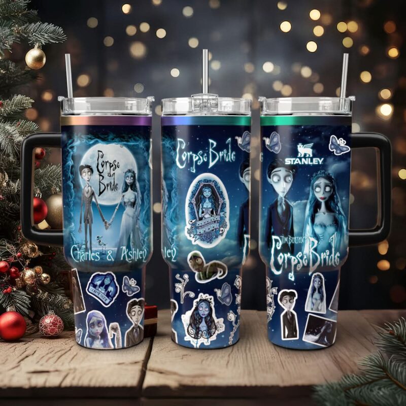 Corpse Bride Movies Custom Stanley Quencher 40oz Stainless Steel Tumbler With Handle - Threewoofs - Image 3
