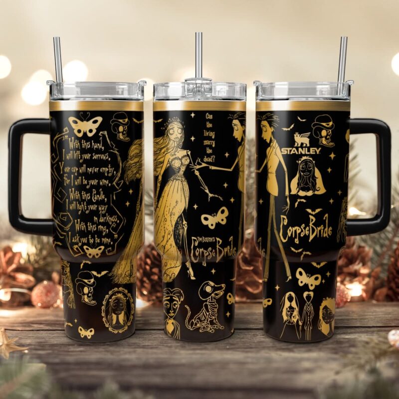 Corpse Bride Movies Custom Stanley Quencher 40oz Stainless Steel Tumbler With Handle - Threewoofs