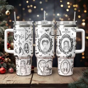 Corpse Bride Movies Custom Stanley Quencher 40oz Stainless Steel Tumbler With Handle - Threewoofs
