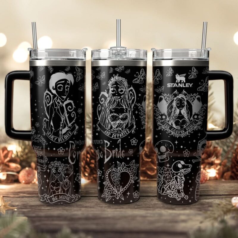 Corpse Bride Movies Custom Stanley Quencher 40oz Stainless Steel Tumbler With Handle - Threewoofs