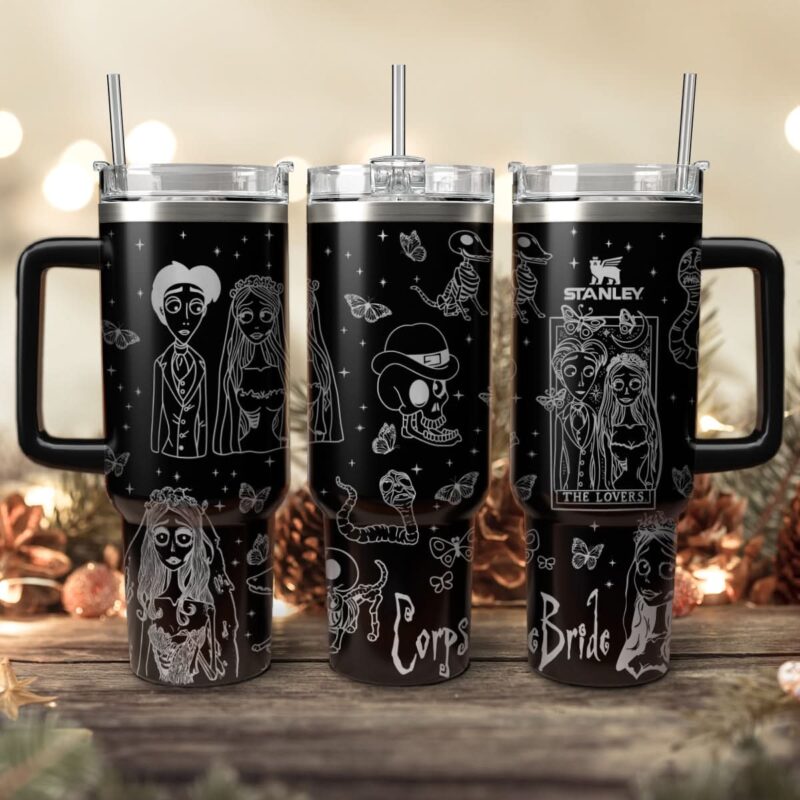 Corpse Bride Movies Custom Stanley Quencher 40oz Stainless Steel Tumbler With Handle - Threewoofs