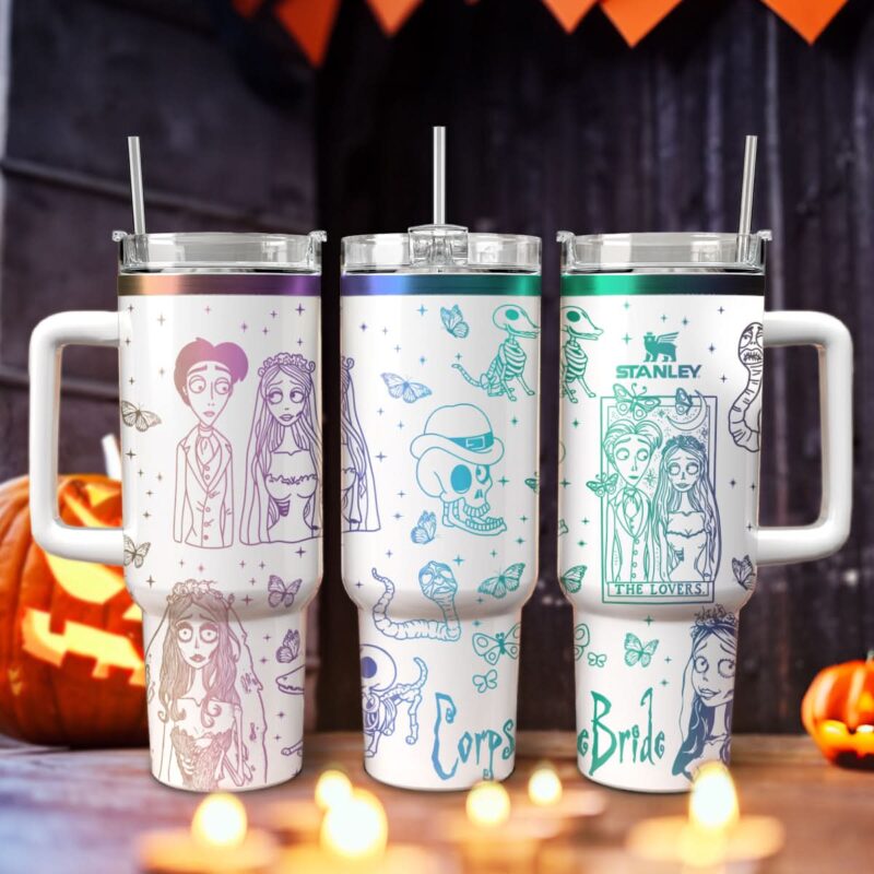 Corpse Bride Movies Custom Stanley Quencher 40oz Stainless Steel Tumbler With Handle - Threewoofs