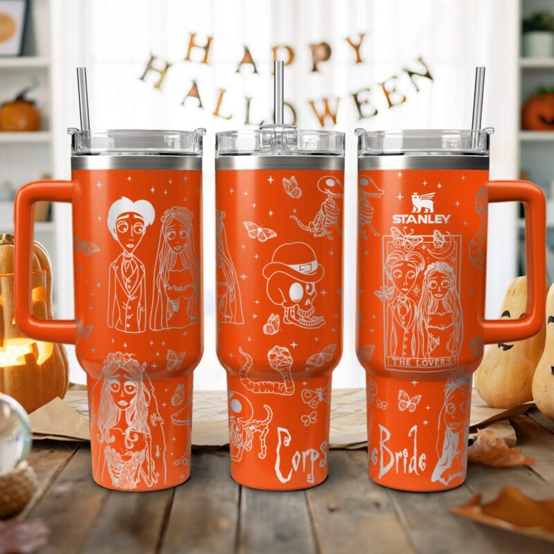 Corpse Bride Movies Custom Stanley Quencher 40oz Stainless Steel Tumbler With Handle - Threewoofs