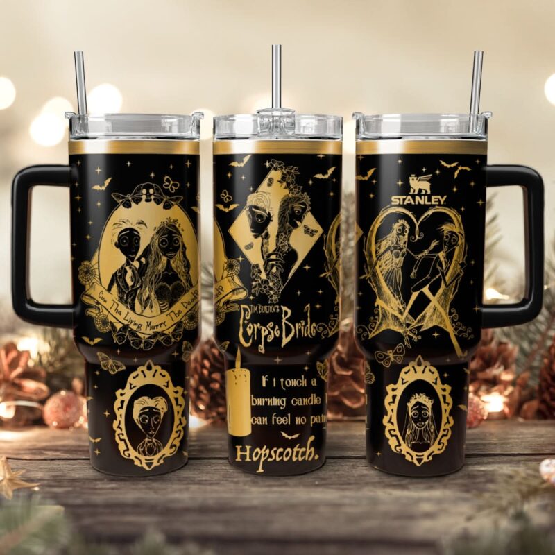 Corpse Bride Movies Custom Stanley Quencher 40oz Stainless Steel Tumbler With Handle - Threewoofs