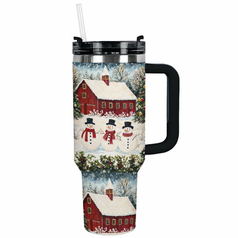 Country Christmas Charm Custom Stanley Quencher 40oz Stainless Steel Tumbler With Handle - Threewoofs