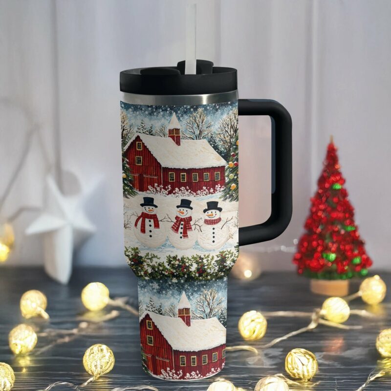 Country Christmas Charm Custom Stanley Quencher 40oz Stainless Steel Tumbler With Handle - Threewoofs - Image 2