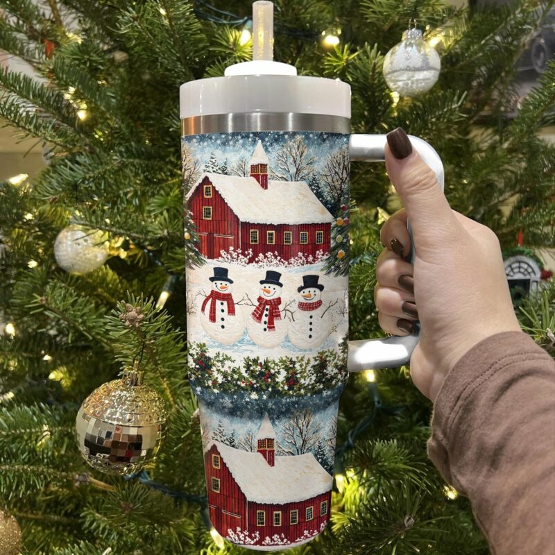 Country Christmas Charm Custom Stanley Quencher 40oz Stainless Steel Tumbler With Handle - Threewoofs - Image 3