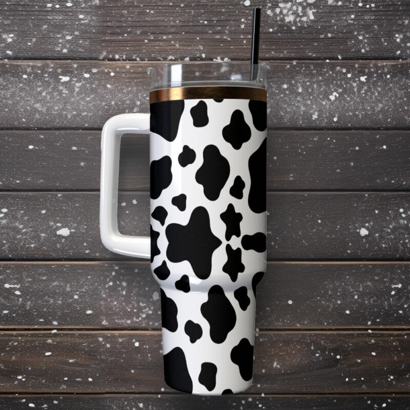 Cow Animal Custom Stanley Quencher 40oz Stainless Steel Tumbler With Handle - Threewoofs - Image 2