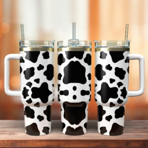 Cow Animal Custom Stanley Quencher 40oz Stainless Steel Tumbler With Handle - Threewoofs