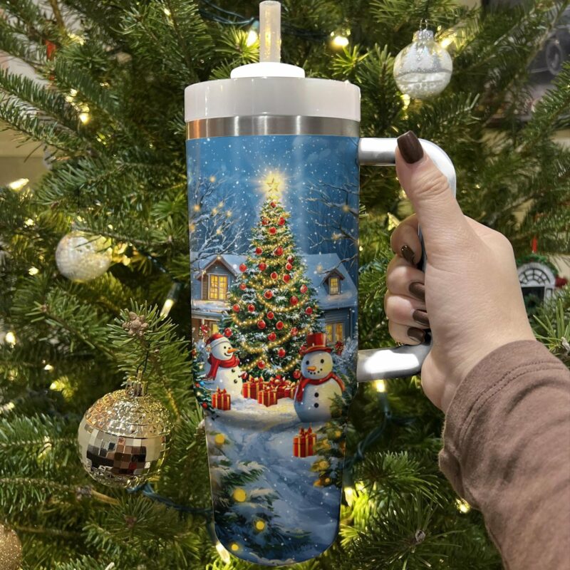 Cozy Christmas Holiday Custom Stanley Quencher 40oz Stainless Steel Tumbler With Handle - Threewoofs - Image 2