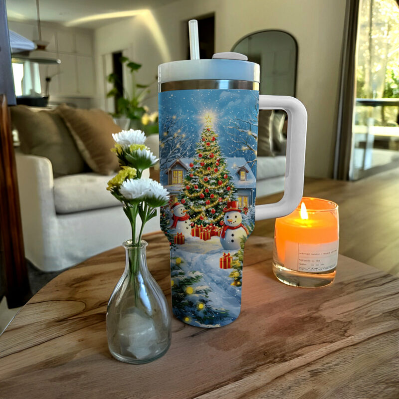 Cozy Christmas Holiday Custom Stanley Quencher 40oz Stainless Steel Tumbler With Handle - Threewoofs - Image 3