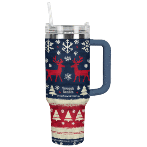 Cozy Christmas Knit Custom Stanley Quencher 40oz Stainless Steel Tumbler With Handle - Threewoofs