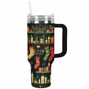 Cozy Stocking Christmas Custom Stanley Quencher 40oz Stainless Steel Tumbler With Handle - Threewoofs