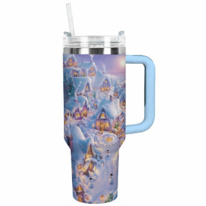 Cozy Winter Wonderland Christmas Custom Stanley Quencher 40oz Stainless Steel Tumbler With Handle - Threewoofs