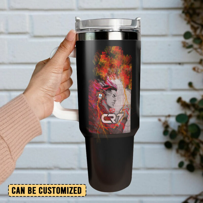 Cristiano Ronaldo CR7 Sports Custom Stanley Quencher 40oz Stainless Steel Tumbler With Handle - Threewoofs - Image 3