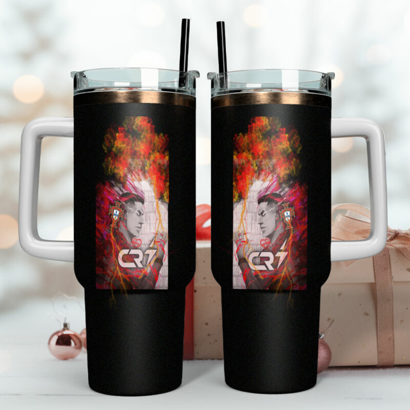 Cristiano Ronaldo CR7 Sports Custom Stanley Quencher 40oz Stainless Steel Tumbler With Handle - Threewoofs - Image 4