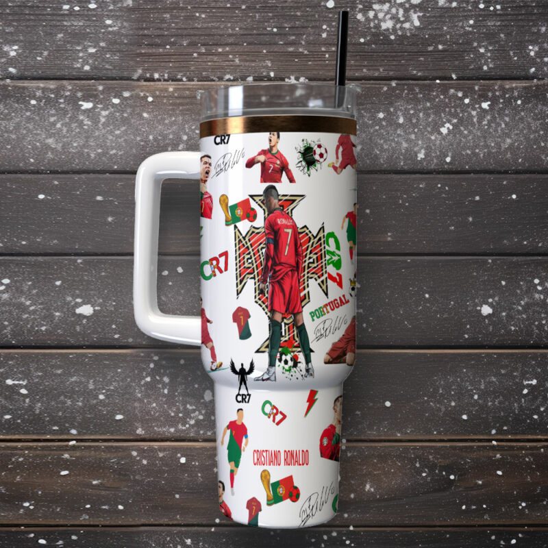 Cristiano Ronaldo CR7 Sports Custom Stanley Quencher 40oz Stainless Steel Tumbler With Handle - Threewoofs - Image 2