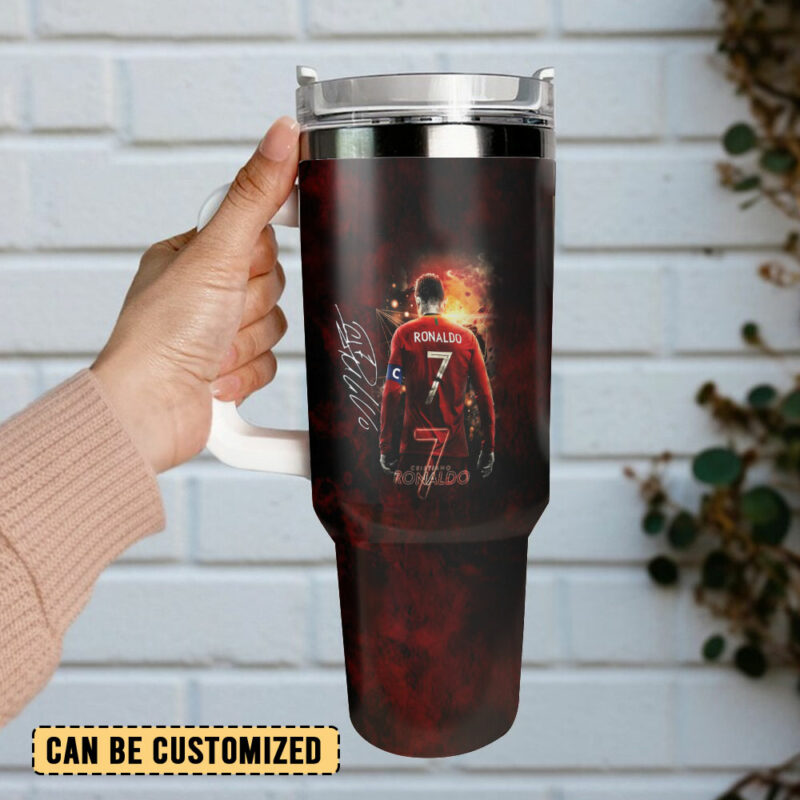 Cristiano Ronaldo CR7 Sports Custom Stanley Quencher 40oz Stainless Steel Tumbler With Handle - Threewoofs - Image 3