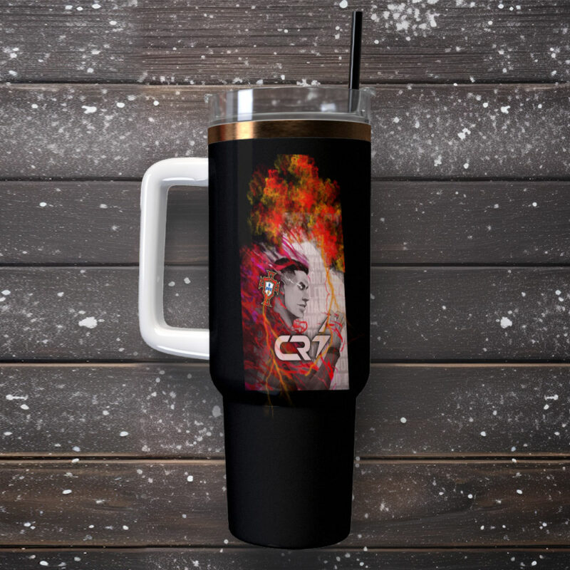 Cristiano Ronaldo CR7 Sports Custom Stanley Quencher 40oz Stainless Steel Tumbler With Handle - Threewoofs - Image 2