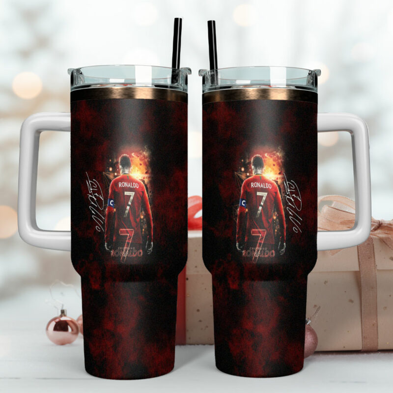 Cristiano Ronaldo CR7 Sports Custom Stanley Quencher 40oz Stainless Steel Tumbler With Handle - Threewoofs - Image 4