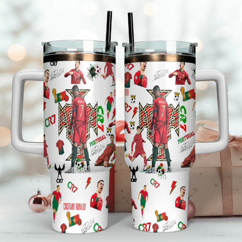 Cristiano Ronaldo CR7 Sports Custom Stanley Quencher 40oz Stainless Steel Tumbler With Handle - Threewoofs - Image 4