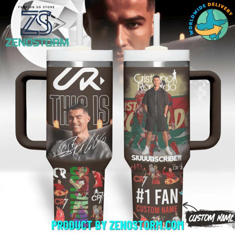 Cristiano Ronaldo CR7 Sports Custom Stanley Quencher 40oz Stainless Steel Tumbler With Handle - Threewoofs