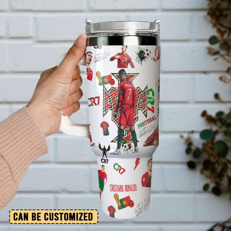 Cristiano Ronaldo CR7 Sports Custom Stanley Quencher 40oz Stainless Steel Tumbler With Handle - Threewoofs - Image 3