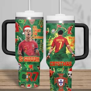 Cristiano Ronaldo Sports Custom Stanley Quencher 40oz Stainless Steel Tumbler With Handle - Threewoofs