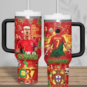 Cristiano Ronaldo Sports Custom Stanley Quencher 40oz Stainless Steel Tumbler With Handle - Threewoofs