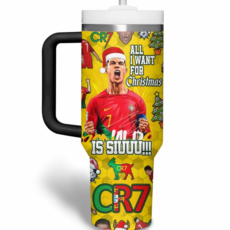 Cristiano Ronaldo Sports Custom Stanley Quencher 40oz Stainless Steel Tumbler With Handle - Threewoofs - Image 3