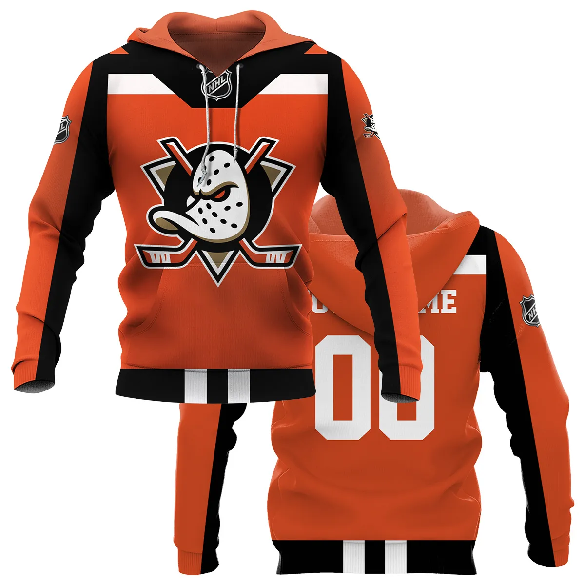 Custom Name & Number NHL Anaheim Ducks Exclusive All Over Prints HONHL3110A01ADHD - Hoodie