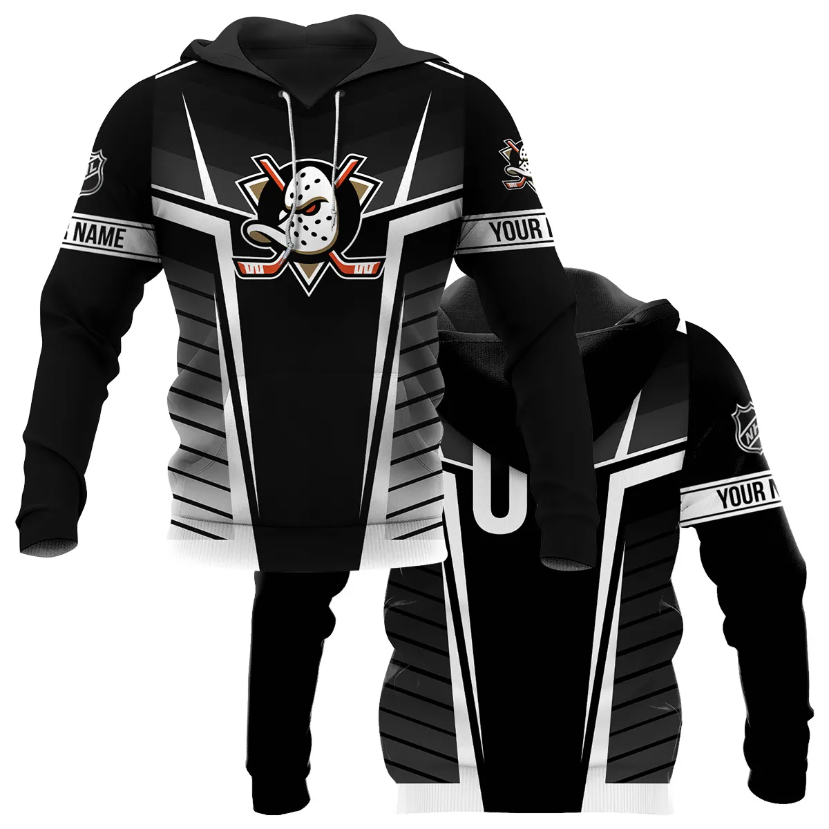 Custom Name & Number NHL Anaheim Ducks Exclusive All Over Prints QTNHL311024A1ADHD - Hoodie