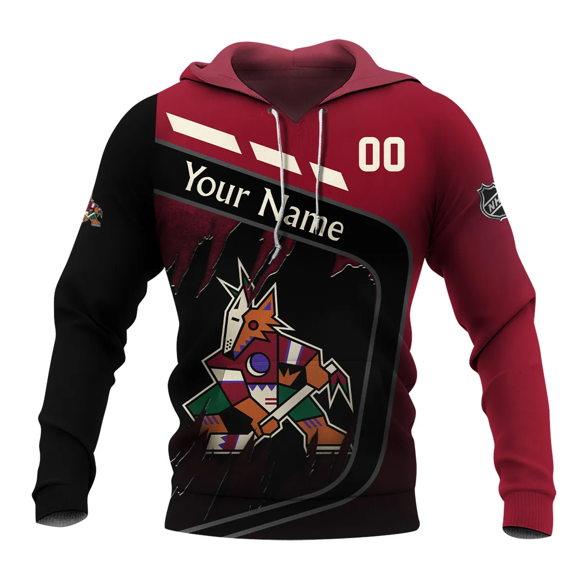 Custom Name & Number NHL Arizona Coyotes Exclusive All Over Prints BLNHL311024A1ACHD - Hoodie - Image 2