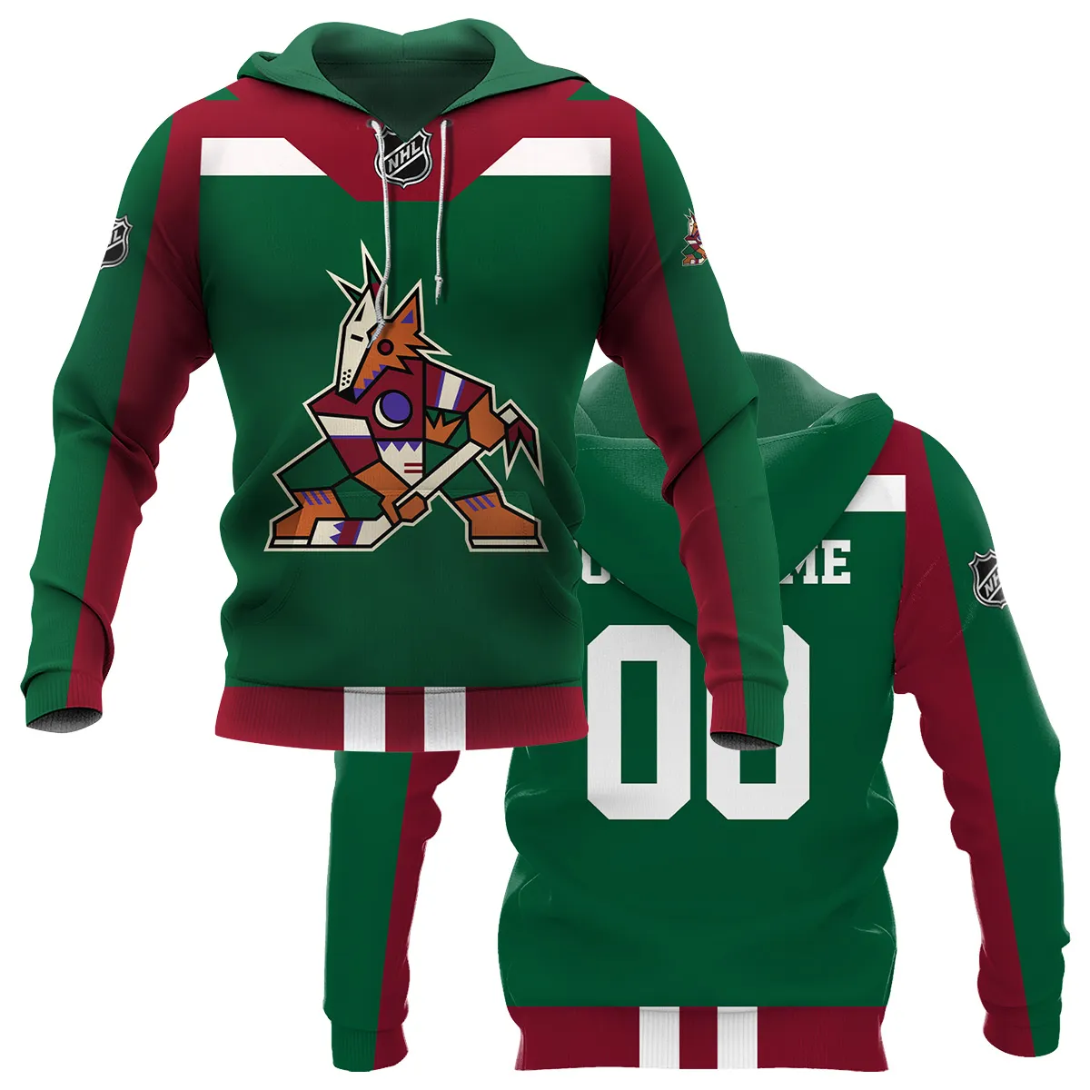 Custom Name & Number NHL Arizona Coyotes Exclusive All Over Prints HONHL3110A01ACHD - Hoodie