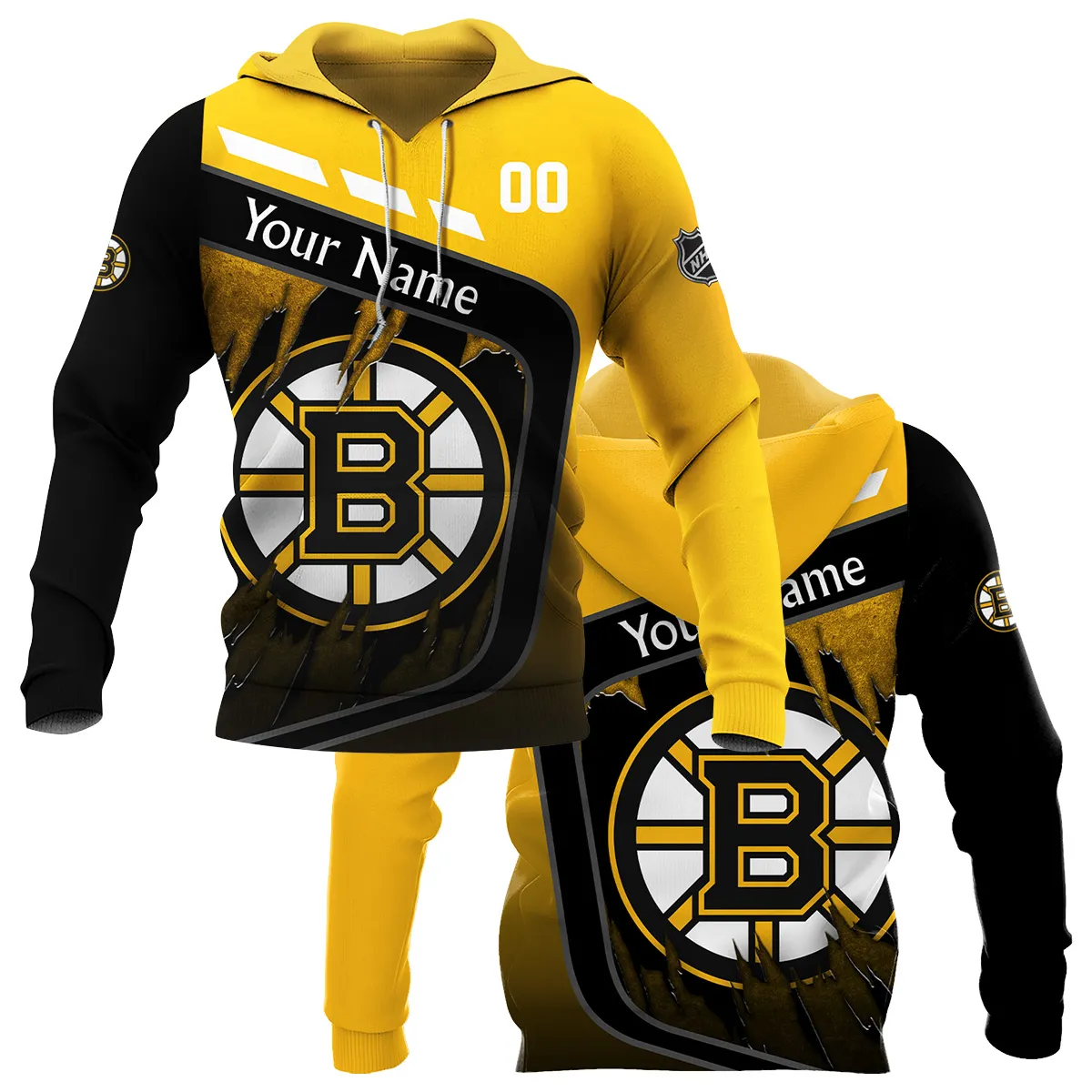 Custom Name & Number NHL Boston Bruins Exclusive All Over Prints BLNHL311024A1BBHD - Hoodie