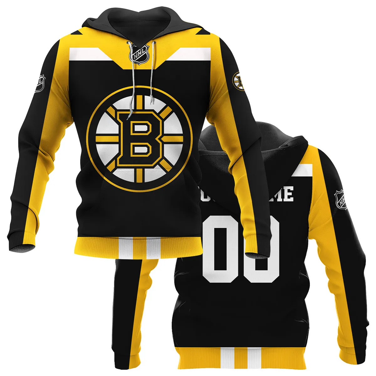 Custom Name & Number NHL Boston Bruins Exclusive All Over Prints HONHL3110A01BBHD - Hoodie