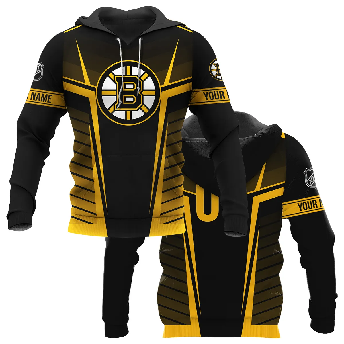 Custom Name & Number NHL Boston Bruins Exclusive All Over Prints QTNHL311024A1BBHD - Hoodie