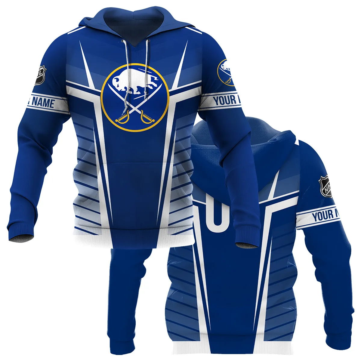 Custom Name & Number NHL Buffalo Sabres Exclusive All Over Prints QTNHL311024A1BSHD - Hoodie