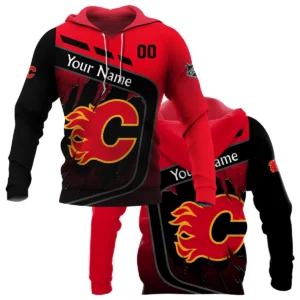 Custom Name &amp; Number NHL Calgary Flames Exclusive All Over Prints BLNHL311024A1CFHD - Hoodie