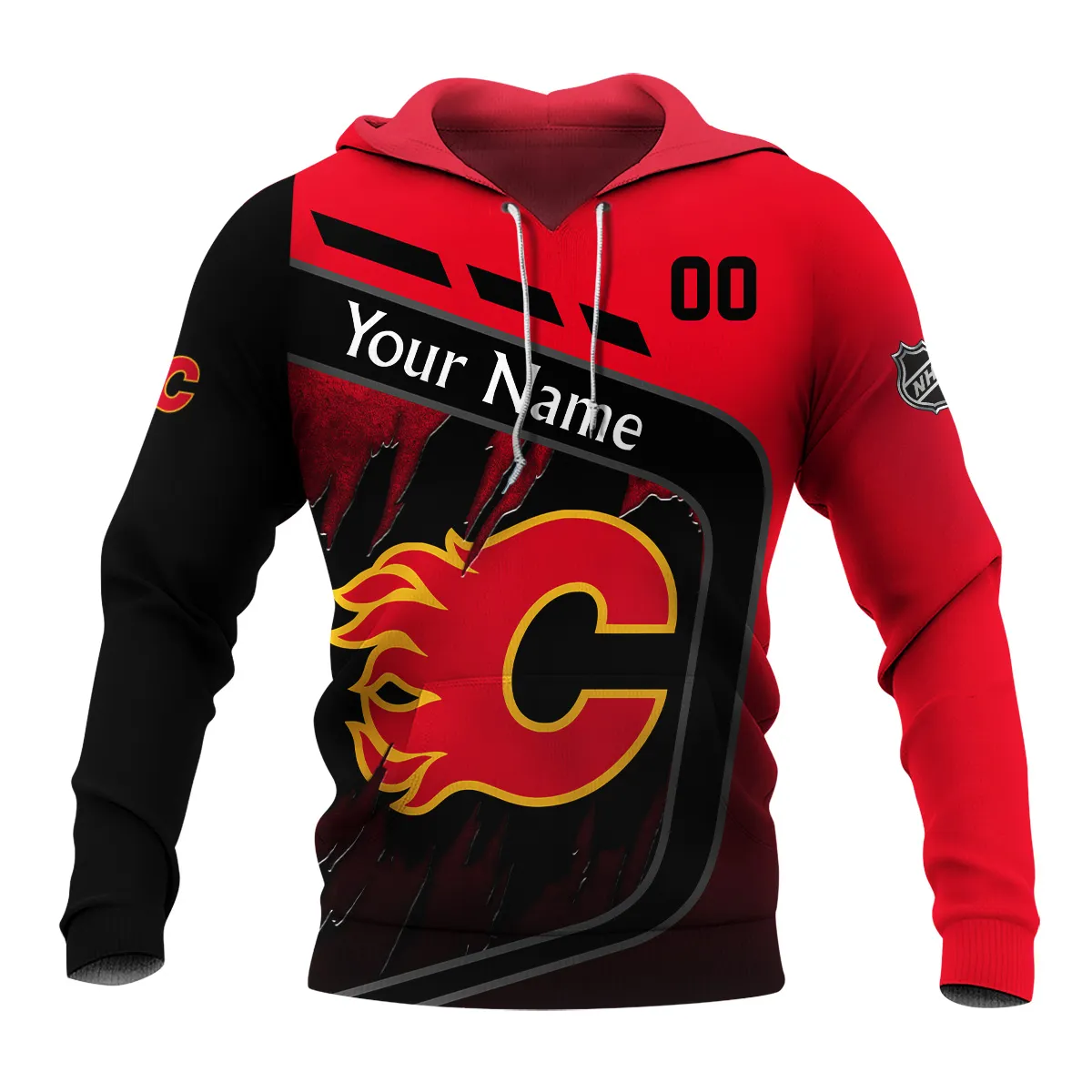 Custom Name & Number NHL Calgary Flames Exclusive All Over Prints BLNHL311024A1CFHD - Hoodie - Image 2