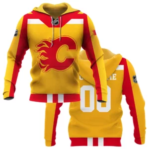 Custom Name &amp; Number NHL Calgary Flames Exclusive All Over Prints HONHL3110A01CFHD - Hoodie