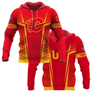 Custom Name &amp; Number NHL Calgary Flames Exclusive All Over Prints QTNHL311024A1CFHD - Hoodie
