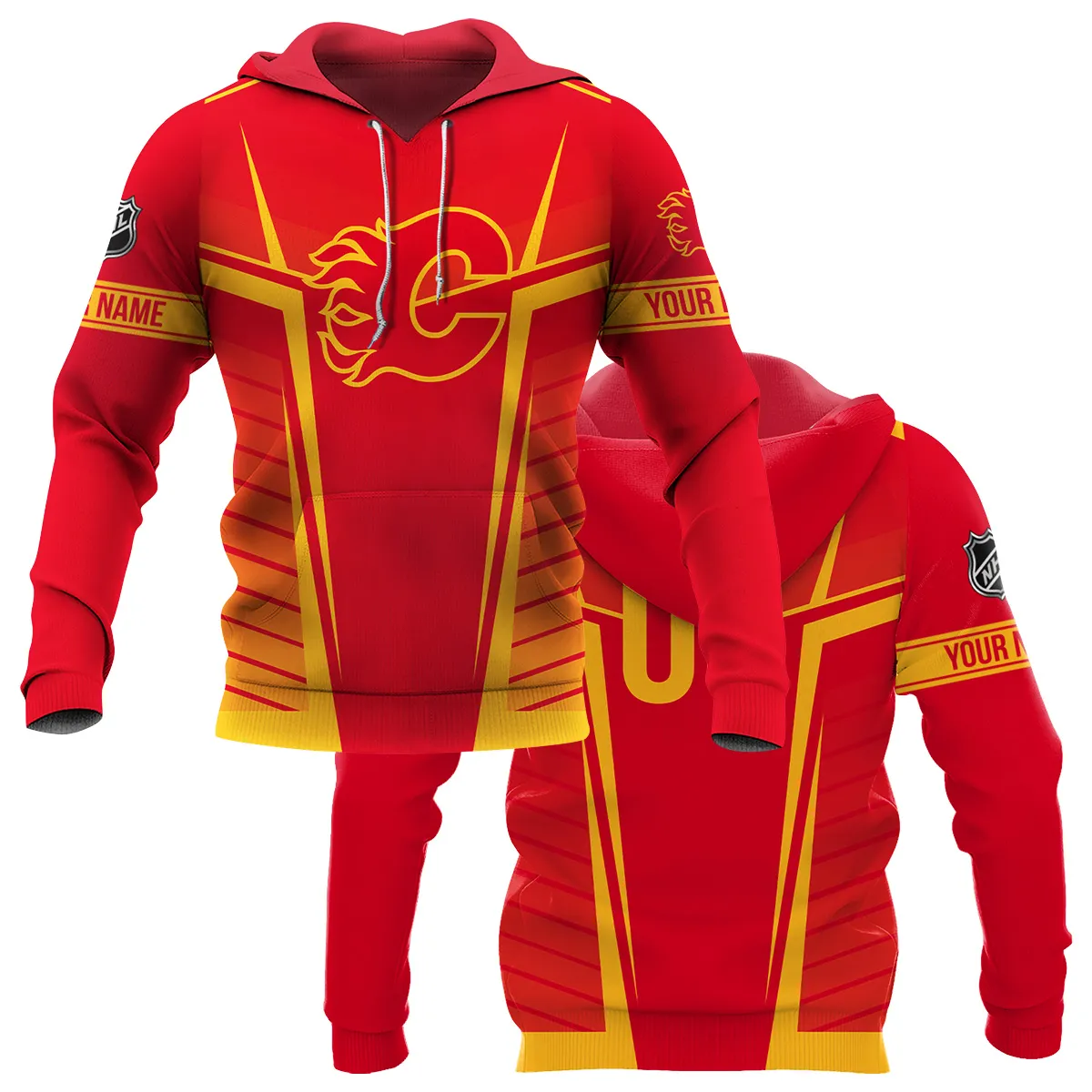 Custom Name & Number NHL Calgary Flames Exclusive All Over Prints QTNHL311024A1CFHD - Hoodie