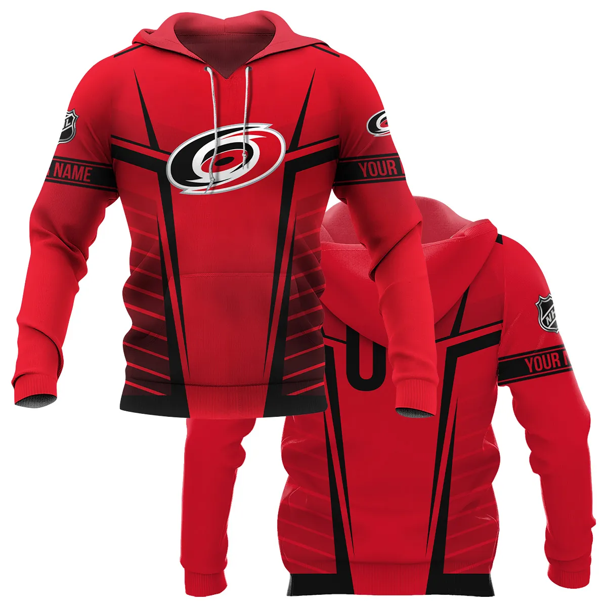 Custom Name & Number NHL Carolina Hurricanes Exclusive All Over Prints QTNHL311024A1CHHD - Hoodie