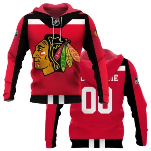 Custom Name &amp; Number NHL Chicago Blackhawks Exclusive All Over Prints HONHL3110A01CBHD - Hoodie