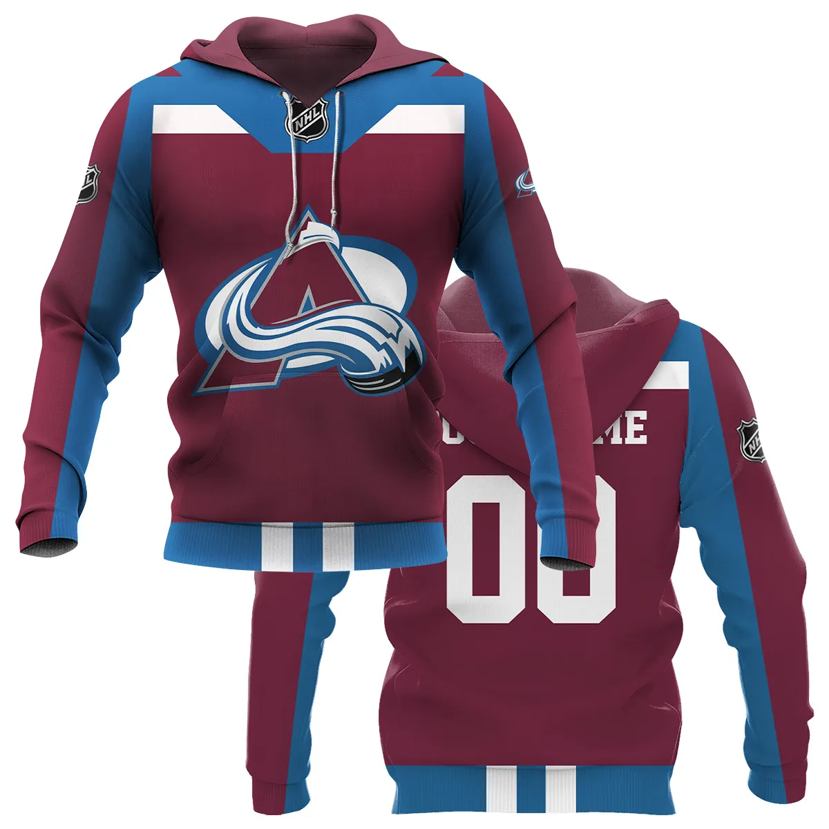 Custom Name & Number NHL Colorado Avalanche Exclusive All Over Prints HONHL3110A01CAHD - Hoodie