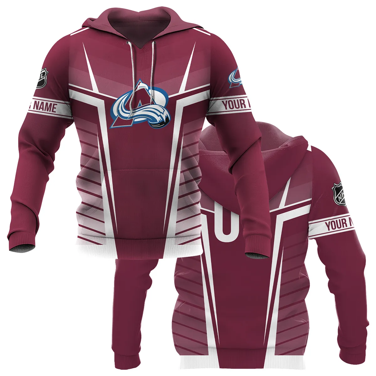 Custom Name & Number NHL Colorado Avalanche Exclusive All Over Prints QTNHL311024A1CAHD - Hoodie